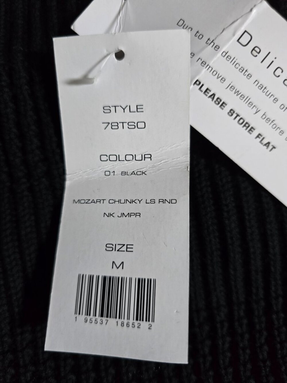 Waffle Textured Knit Sweater NWT Med Black 100% Cotton Boxy Cropped Minimalist - Picture 14 of 16